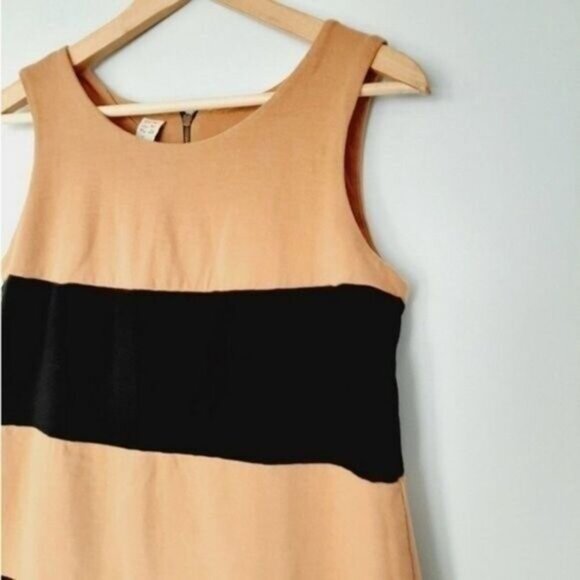 ZARA \ Wide Stripe Sleeveless Tunic Top Special Garment Tan & Black Sz M - Picture 2 of 11